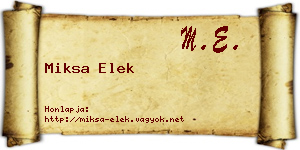 Miksa Elek névjegykártya